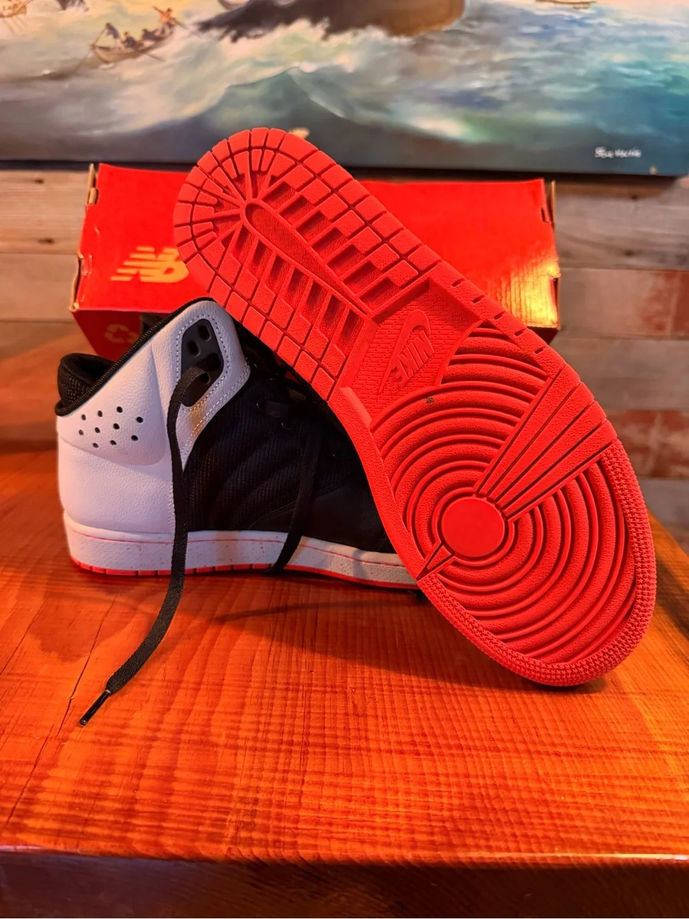 Jordan Black/White/Red Mid-Top Sneakers